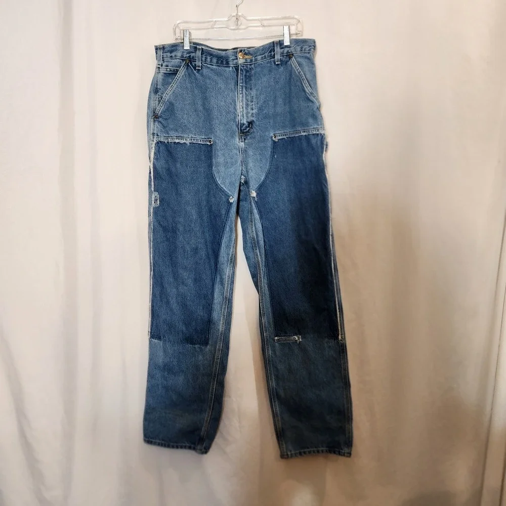 CARHARTT VTG B73-DST Loose Original Double Front Utility Logger Jean Men 35 x 36